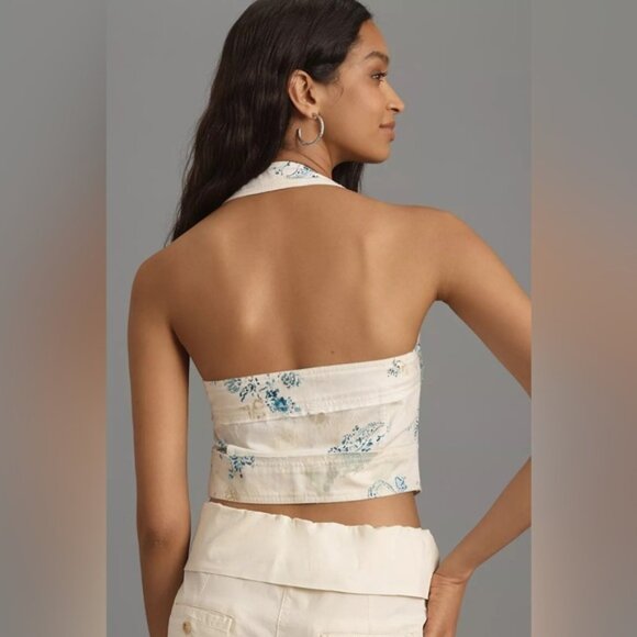 NWT Size XL  Anthropologie Pilcro Halter Buckle Wrap Top 100 Cotton - Picture 3 of 11